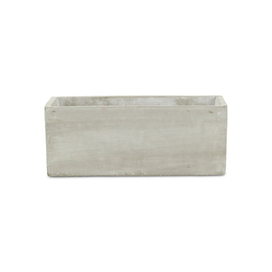 9" Light Gray Cement Indoor Outdoor Rectangular Pot Planter-1