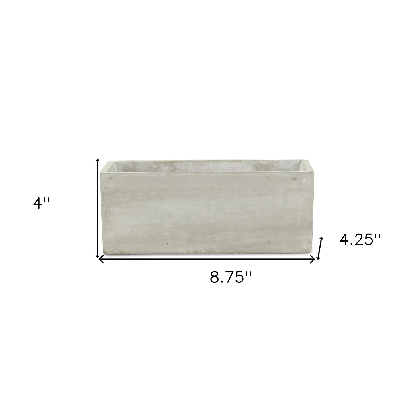 9" Light Gray Cement Indoor Outdoor Rectangular Pot Planter-8