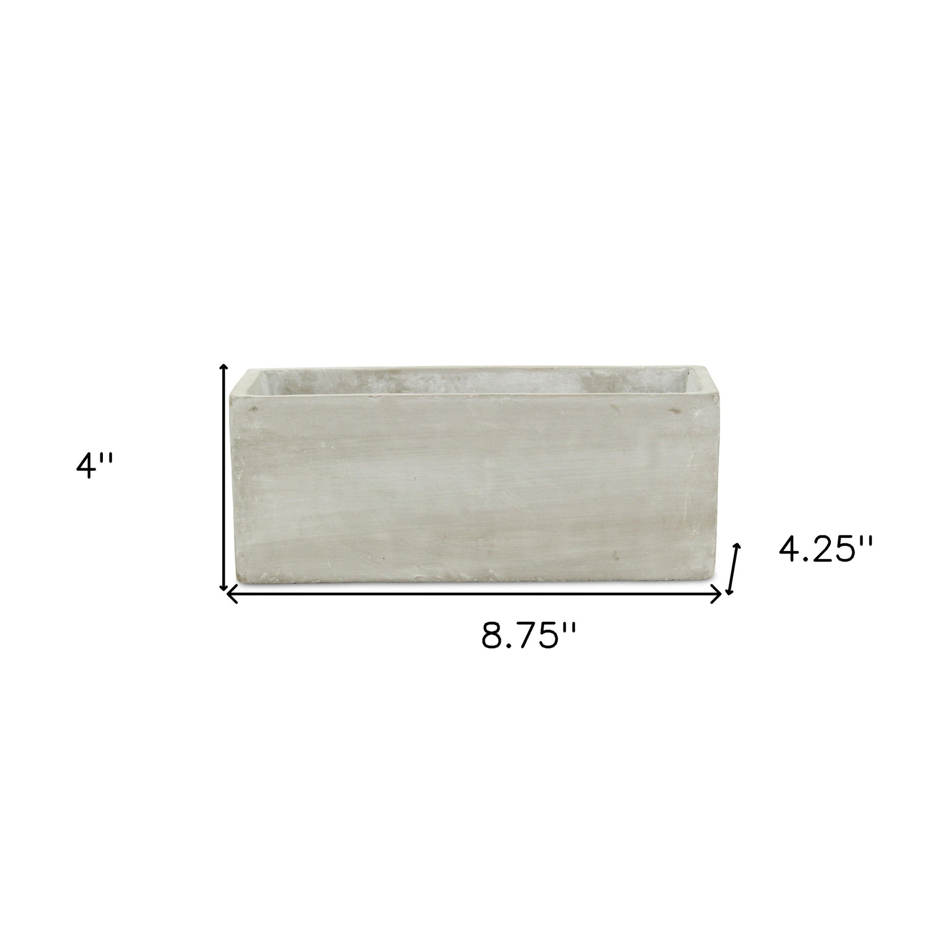 9" Light Gray Cement Indoor Outdoor Rectangular Pot Planter-8
