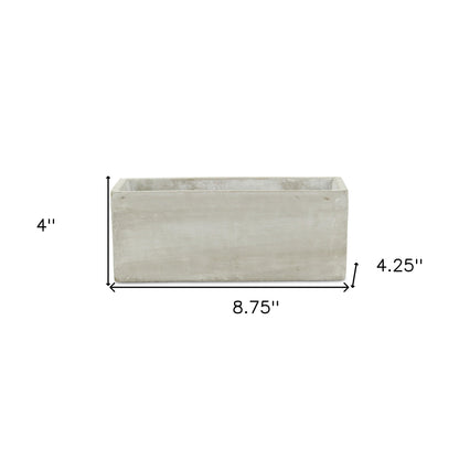 9" Light Gray Cement Indoor Outdoor Rectangular Pot Planter-8