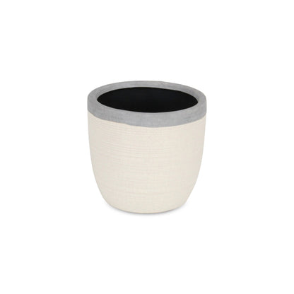 6" Cream and Gray Crackle Glaze Ceramic Indoor Outdoor Round Pot Planter-3