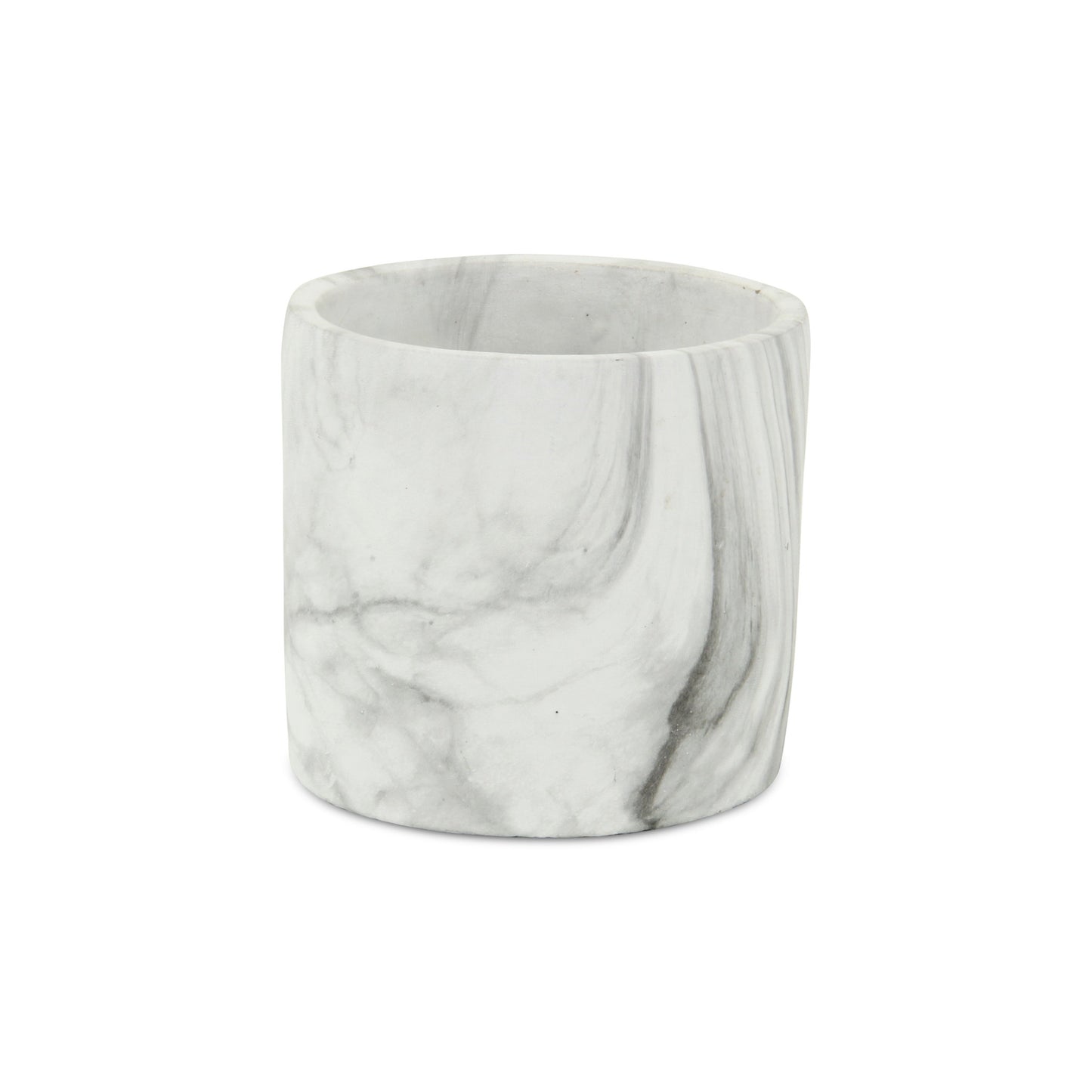 6" White and Gray Marbleized Ceramic Indoor Outdoor Round Pot Planter-1