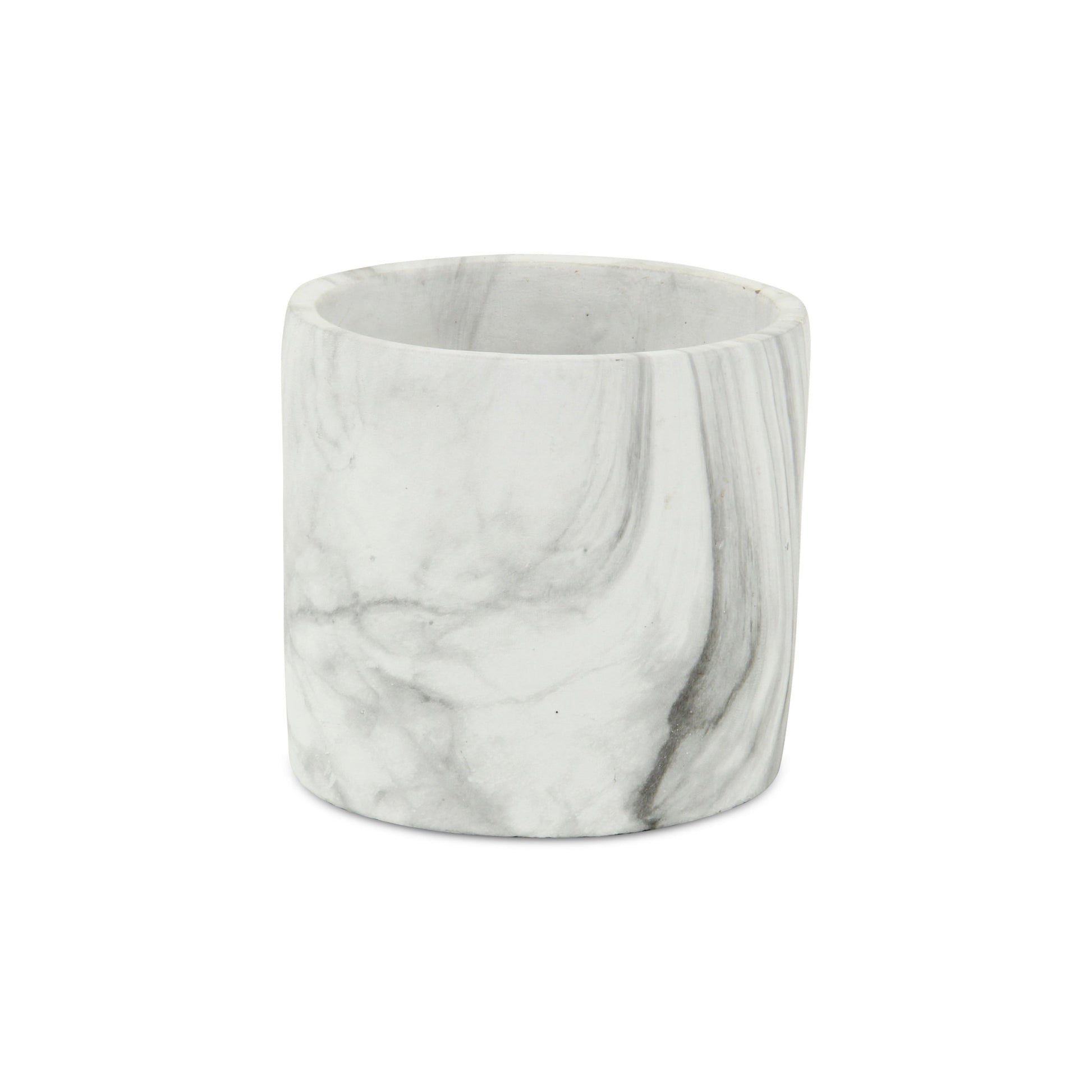 6" White and Gray Marbleized Ceramic Indoor Outdoor Round Pot Planter-1