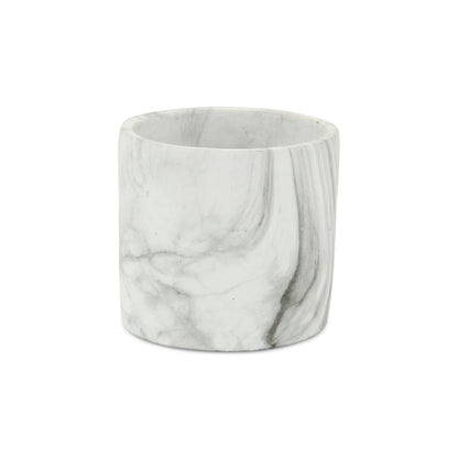 6" White and Gray Marbleized Ceramic Indoor Outdoor Round Pot Planter-1