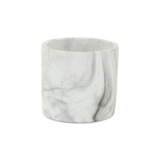 6" White and Gray Marbleized Ceramic Indoor Outdoor Round Pot Planter-1