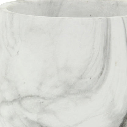 6" White and Gray Marbleized Ceramic Indoor Outdoor Round Pot Planter-4