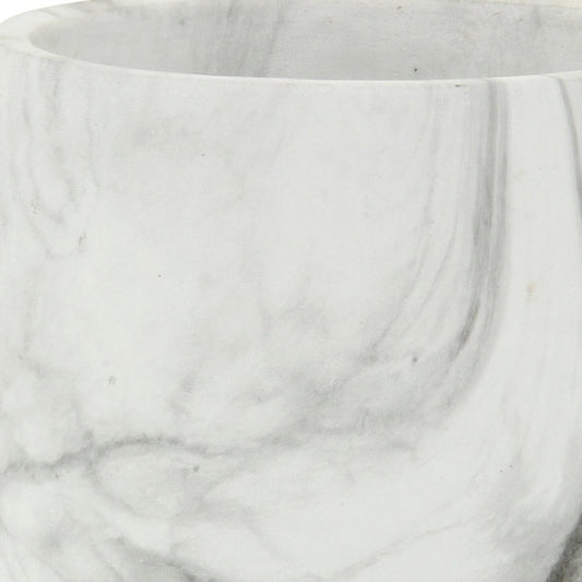 6" White and Gray Marbleized Ceramic Indoor Outdoor Round Pot Planter-4