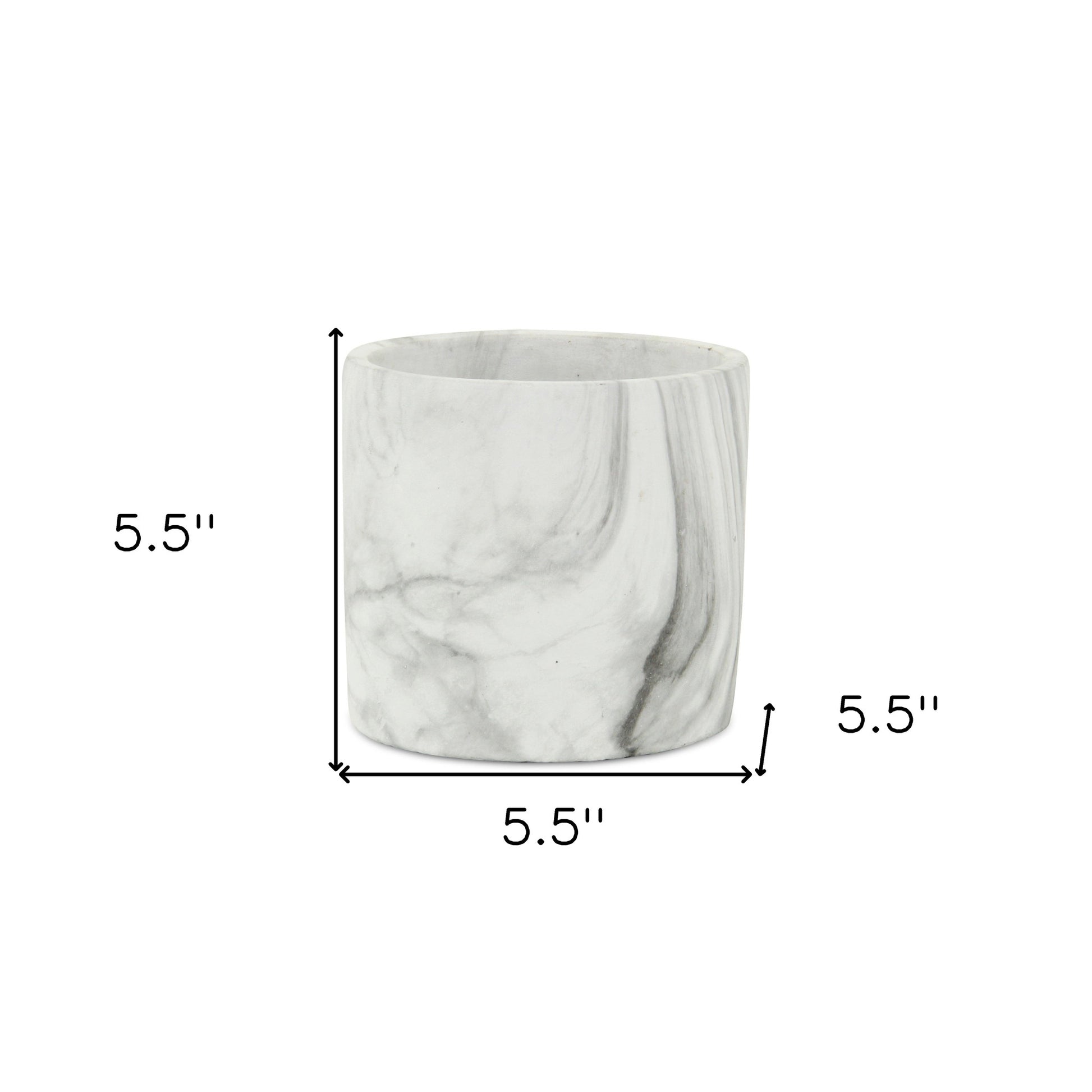 6" White and Gray Marbleized Ceramic Indoor Outdoor Round Pot Planter-5