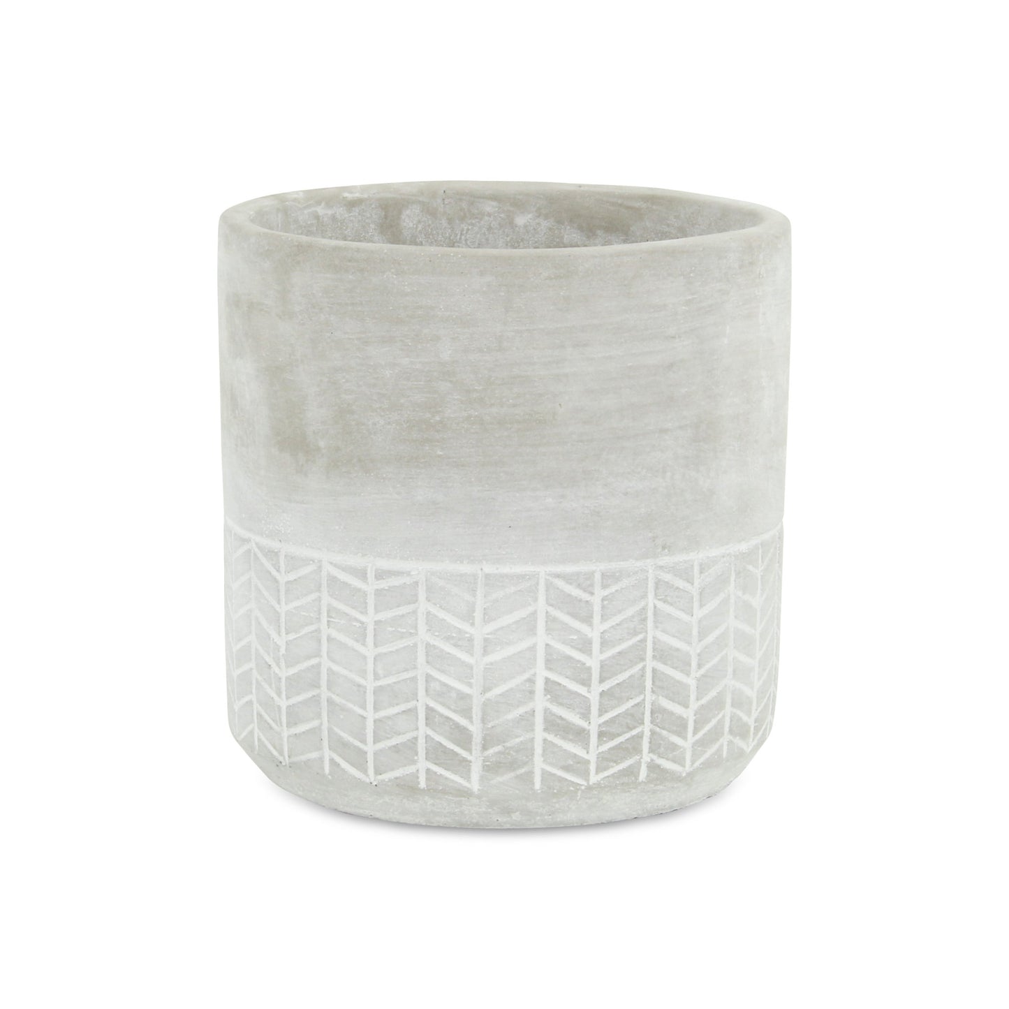 6" Light Gray Geometric Cement Indoor Outdoor Round Pot Planter-3