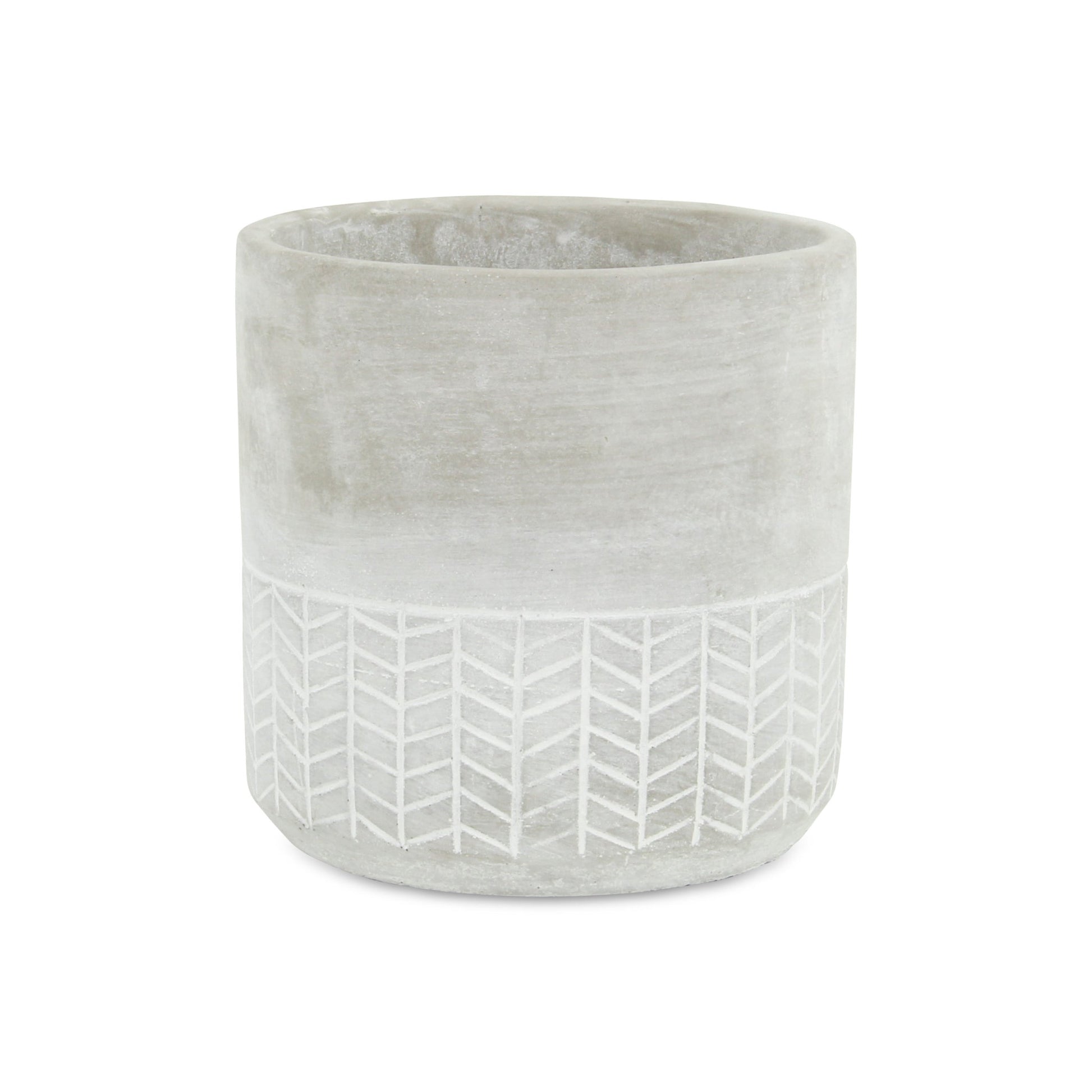 6" Light Gray Geometric Cement Indoor Outdoor Round Pot Planter-3