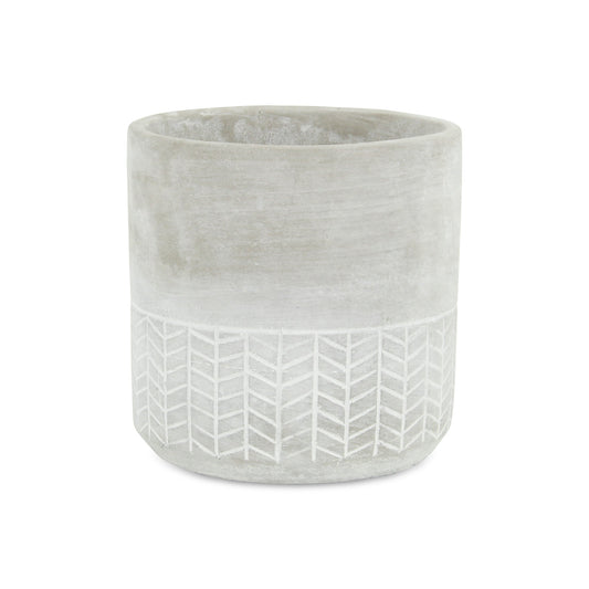 6" Light Gray Geometric Cement Indoor Outdoor Round Pot Planter-3