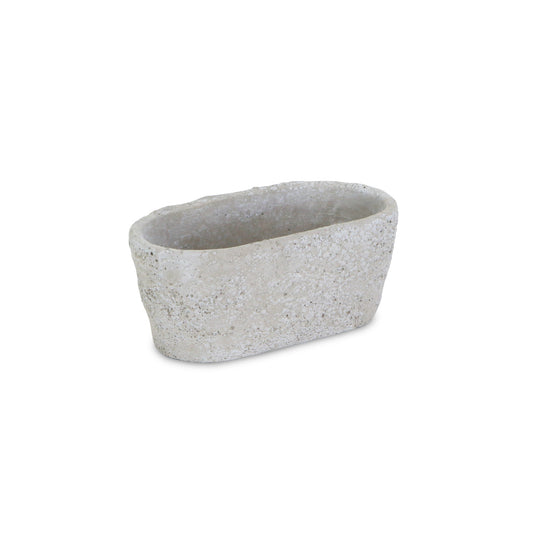 9" Gray Speckle Glaze Cement Indoor Outdoor Oval Pot Planter-2