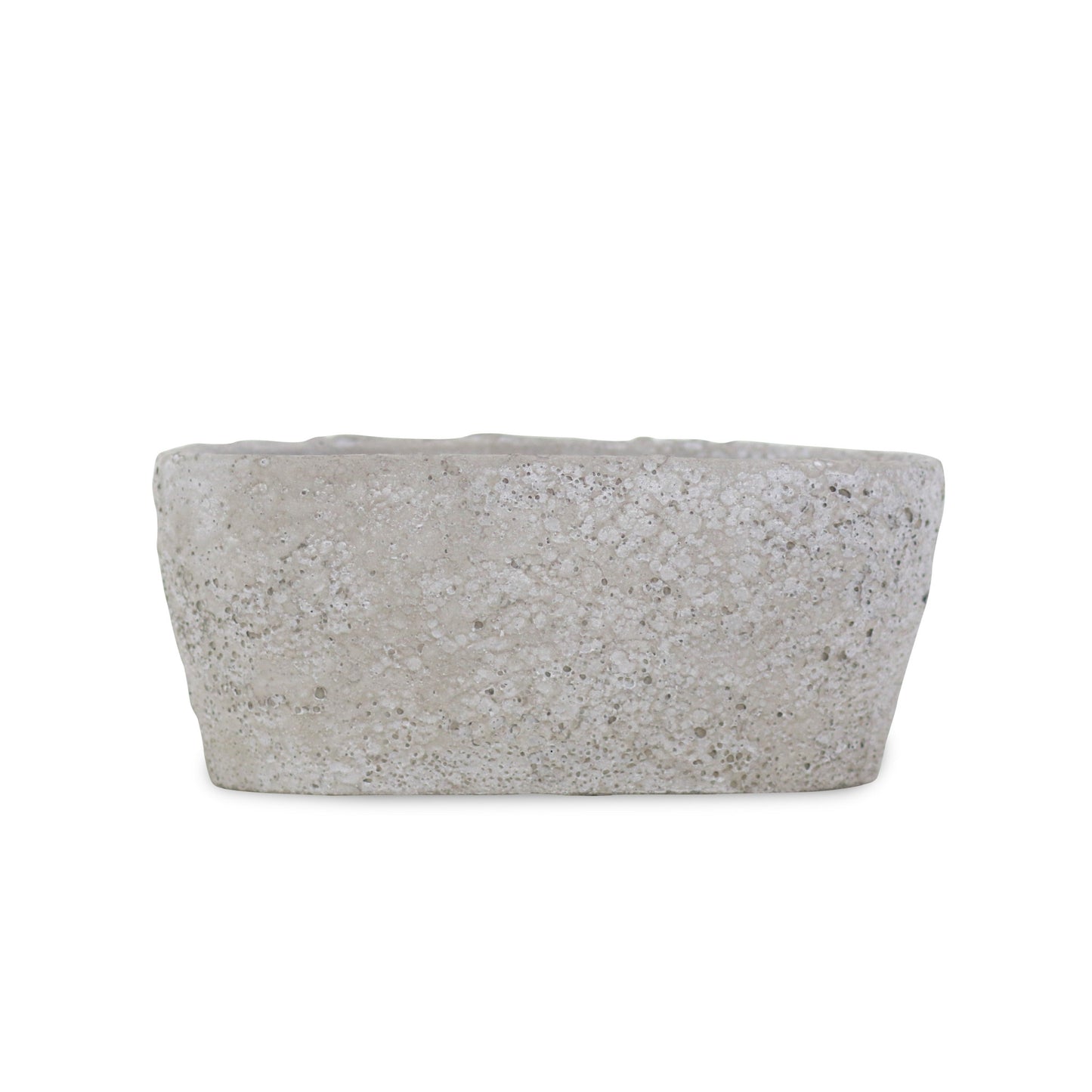 9" Gray Speckle Glaze Cement Indoor Outdoor Oval Pot Planter-1