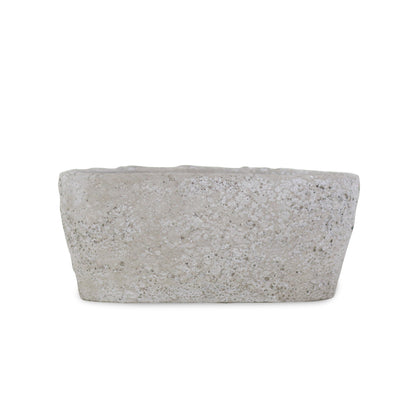 9" Gray Speckle Glaze Cement Indoor Outdoor Oval Pot Planter-1
