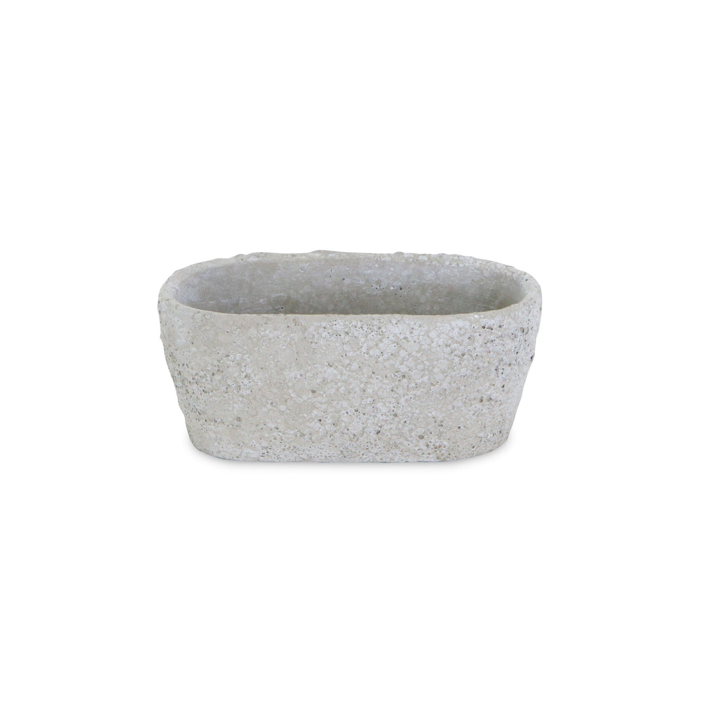 9" Gray Speckle Glaze Cement Indoor Outdoor Oval Pot Planter-4