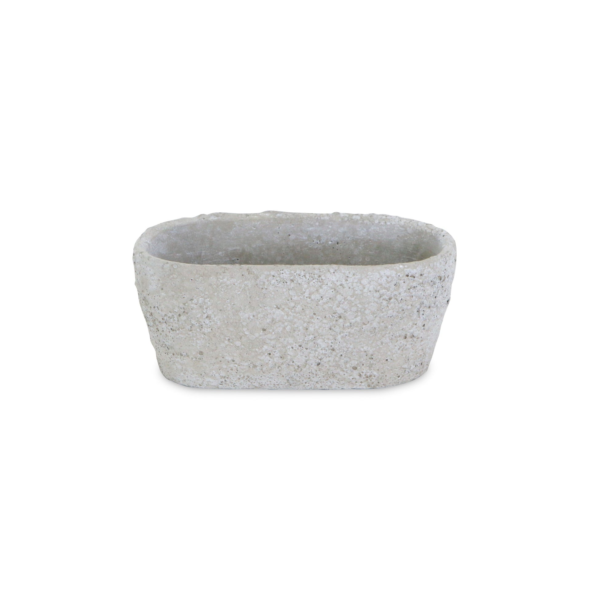 9" Gray Speckle Glaze Cement Indoor Outdoor Oval Pot Planter-4