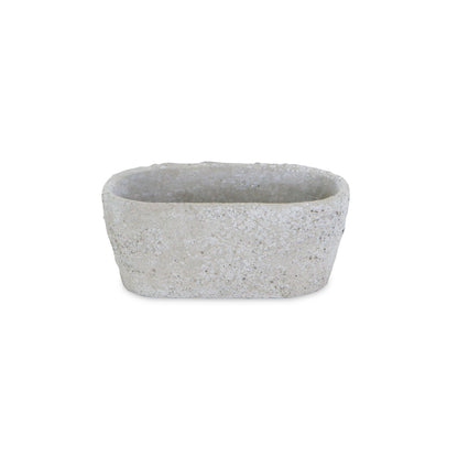 9" Gray Speckle Glaze Cement Indoor Outdoor Oval Pot Planter-4