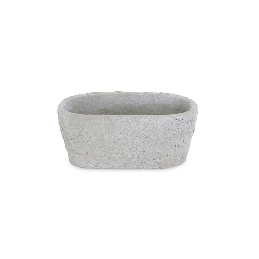 9" Gray Speckle Glaze Cement Indoor Outdoor Oval Pot Planter-4
