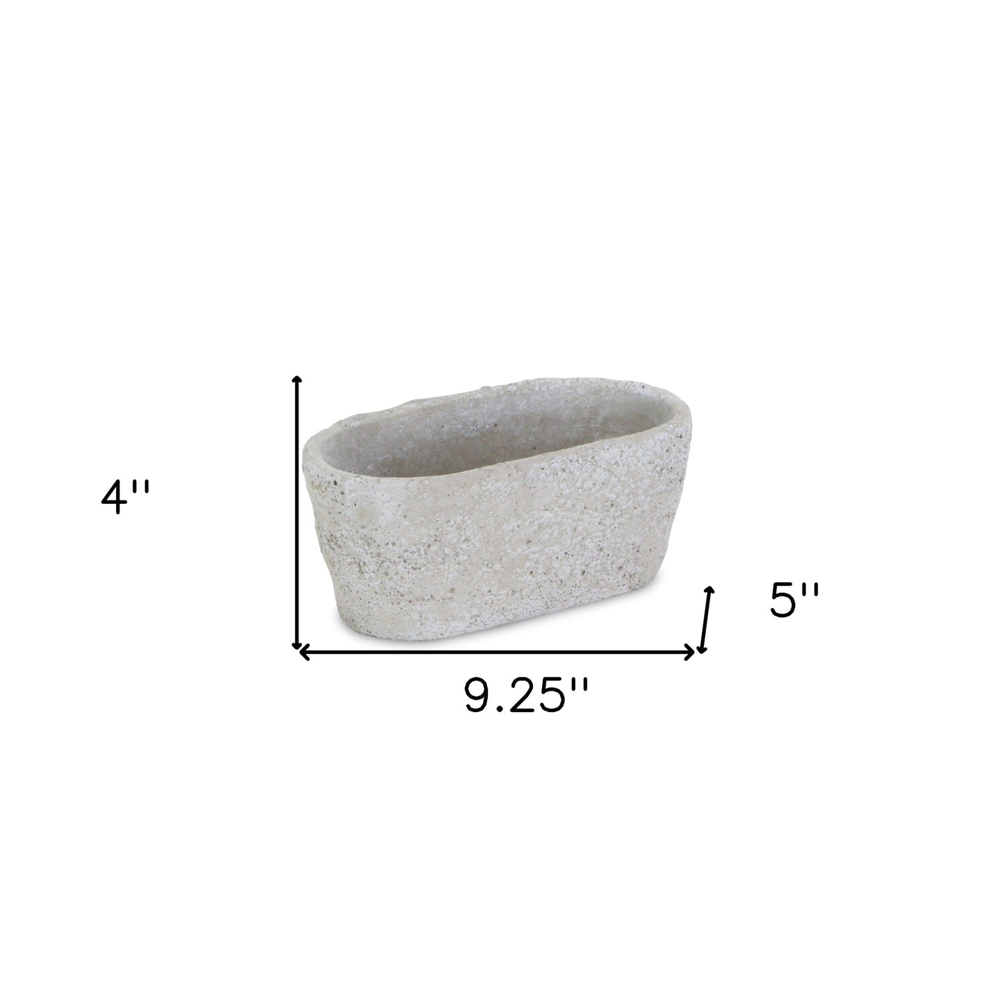 9" Gray Speckle Glaze Cement Indoor Outdoor Oval Pot Planter-5