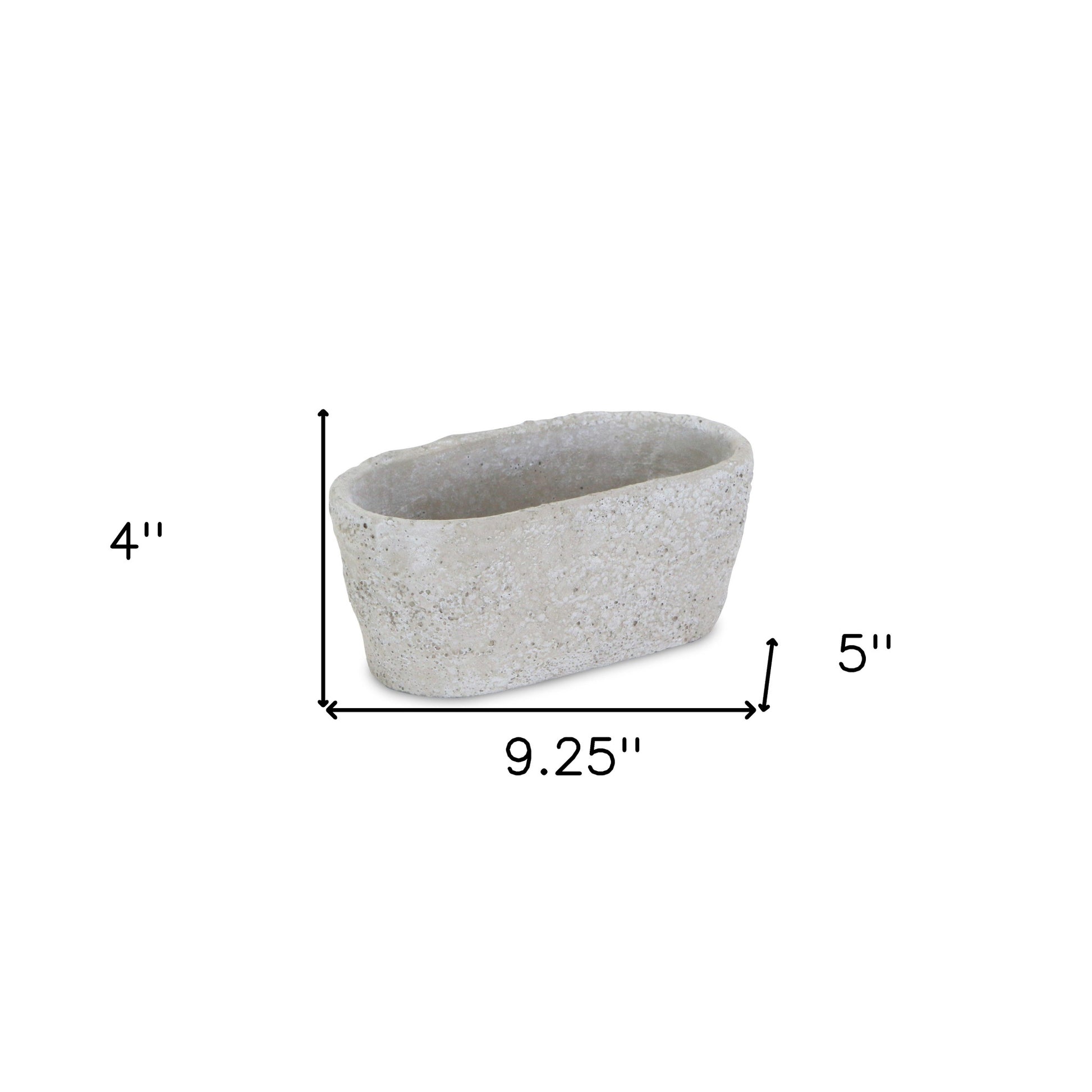 9" Gray Speckle Glaze Cement Indoor Outdoor Oval Pot Planter-5