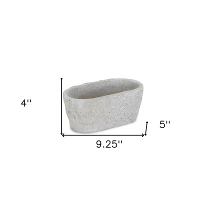 9" Gray Speckle Glaze Cement Indoor Outdoor Oval Pot Planter-5
