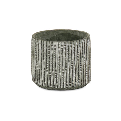 7" Gray Dot Cement Indoor Outdoor Round Pot Planter-3