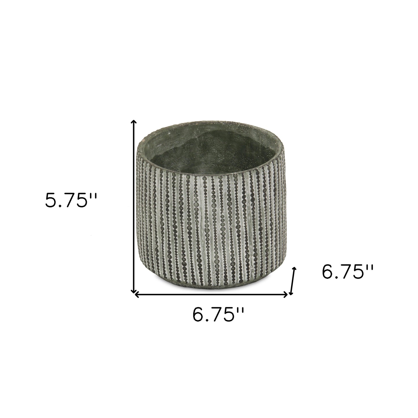 7" Gray Dot Cement Indoor Outdoor Round Pot Planter-5