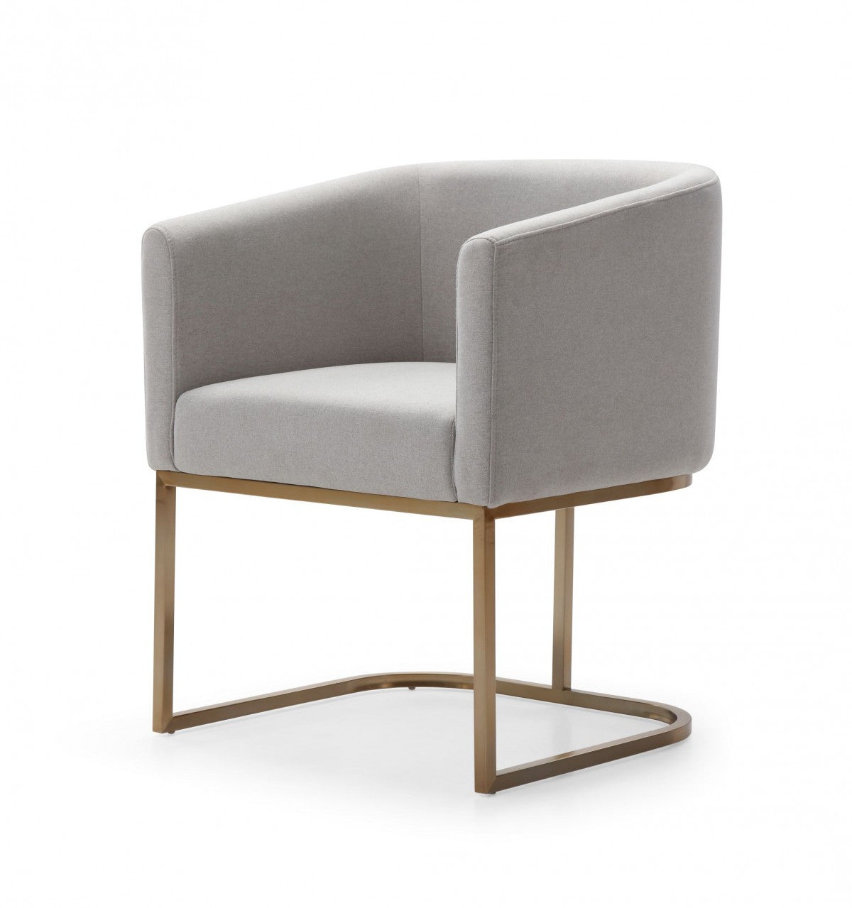 Light Gray And Antiqued Brass Upholstered Fabric Dining Arm Chair-2