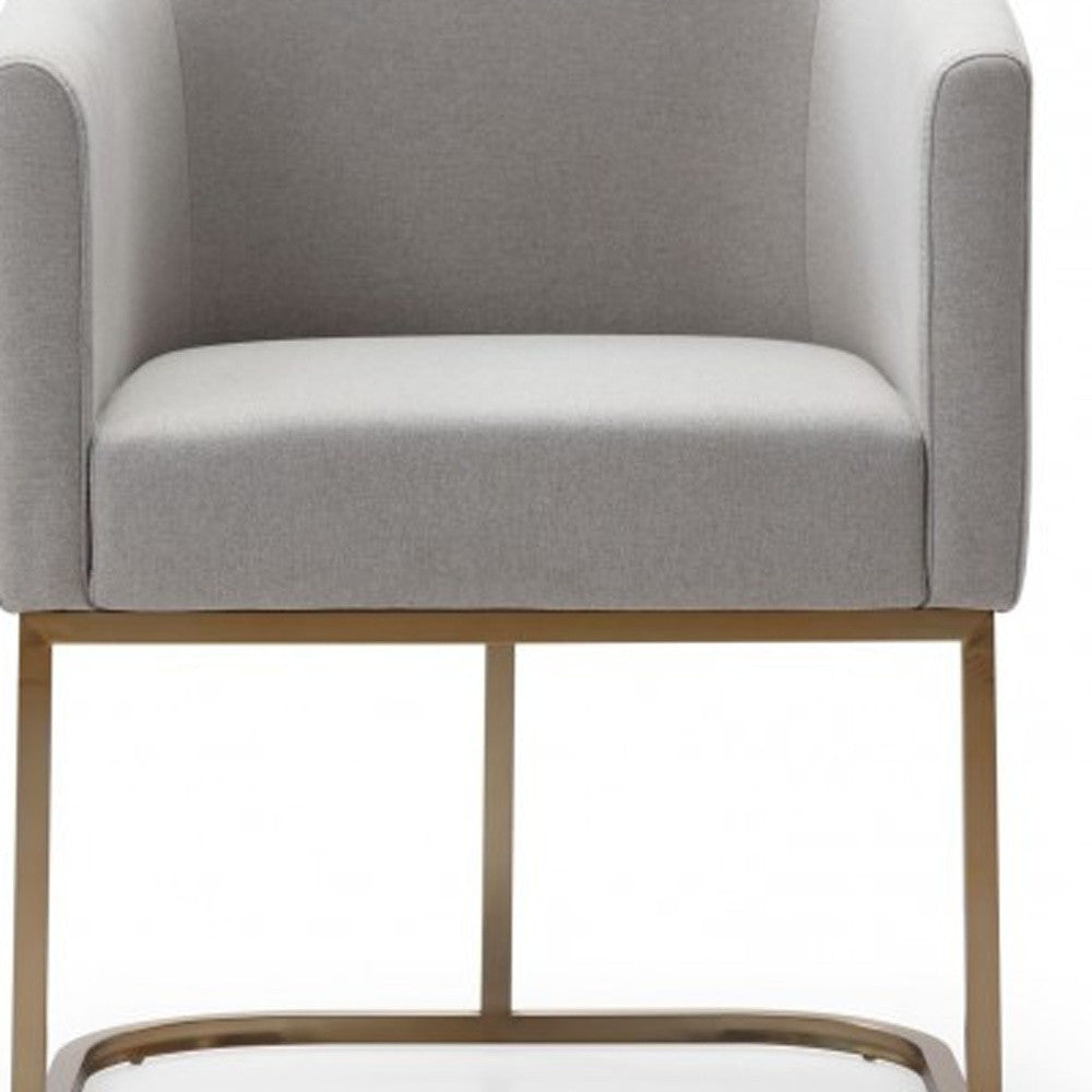 Light Gray And Antiqued Brass Upholstered Fabric Dining Arm Chair-7