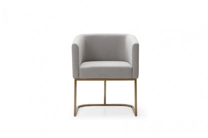 Light Gray And Antiqued Brass Upholstered Fabric Dining Arm Chair-1