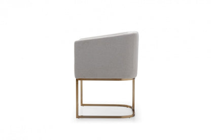 Light Gray And Antiqued Brass Upholstered Fabric Dining Arm Chair-3