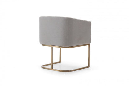Light Gray And Antiqued Brass Upholstered Fabric Dining Arm Chair-4