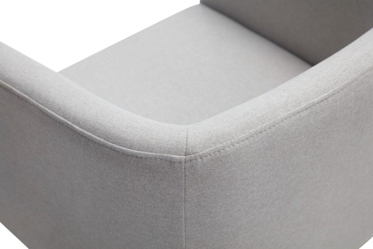 Light Gray And Antiqued Brass Upholstered Fabric Dining Arm Chair-5