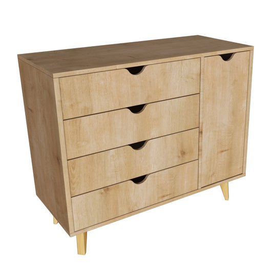 35" Natural Solid Wood Four Drawer Combo Dresser-1