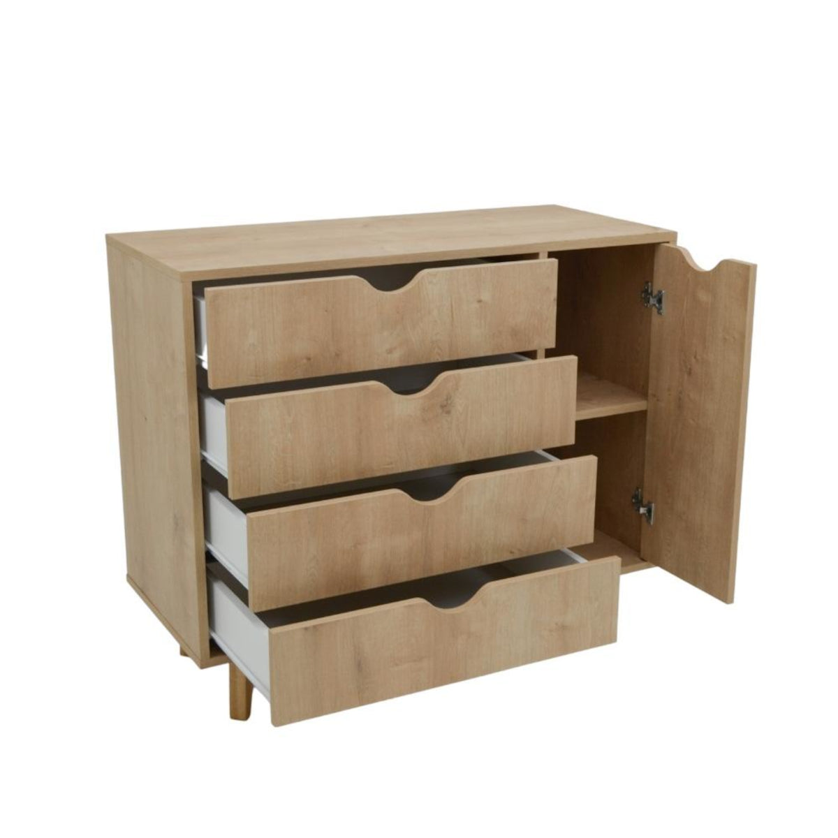 35" Natural Solid Wood Four Drawer Combo Dresser-2