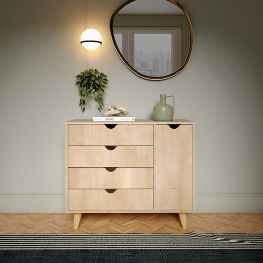 35" Natural Solid Wood Four Drawer Combo Dresser-3