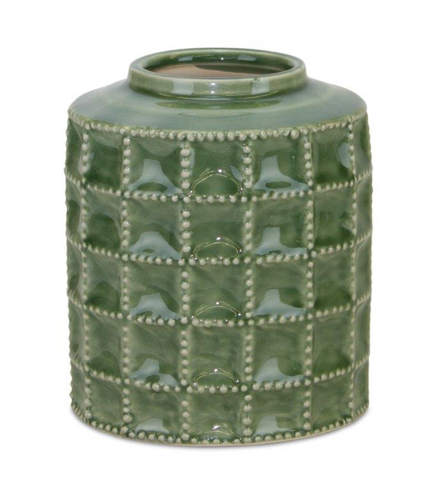 7" Green Terracotta Geometric Cylinder Table Vase-1