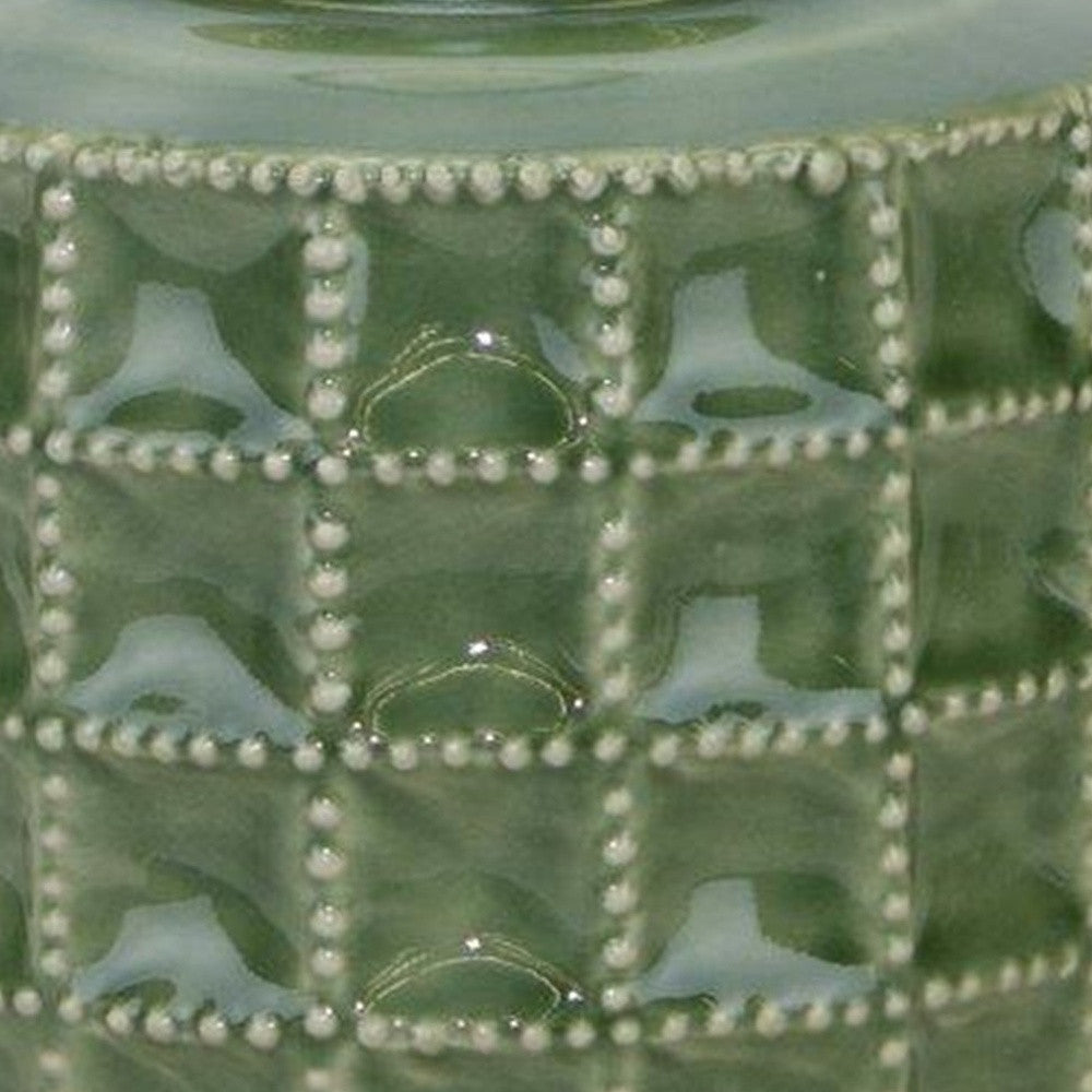 7" Green Terracotta Geometric Cylinder Table Vase-2