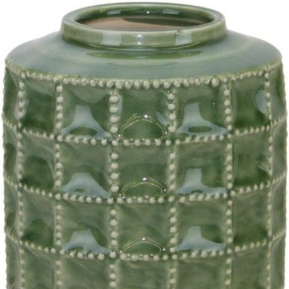 7" Green Terracotta Geometric Cylinder Table Vase-3