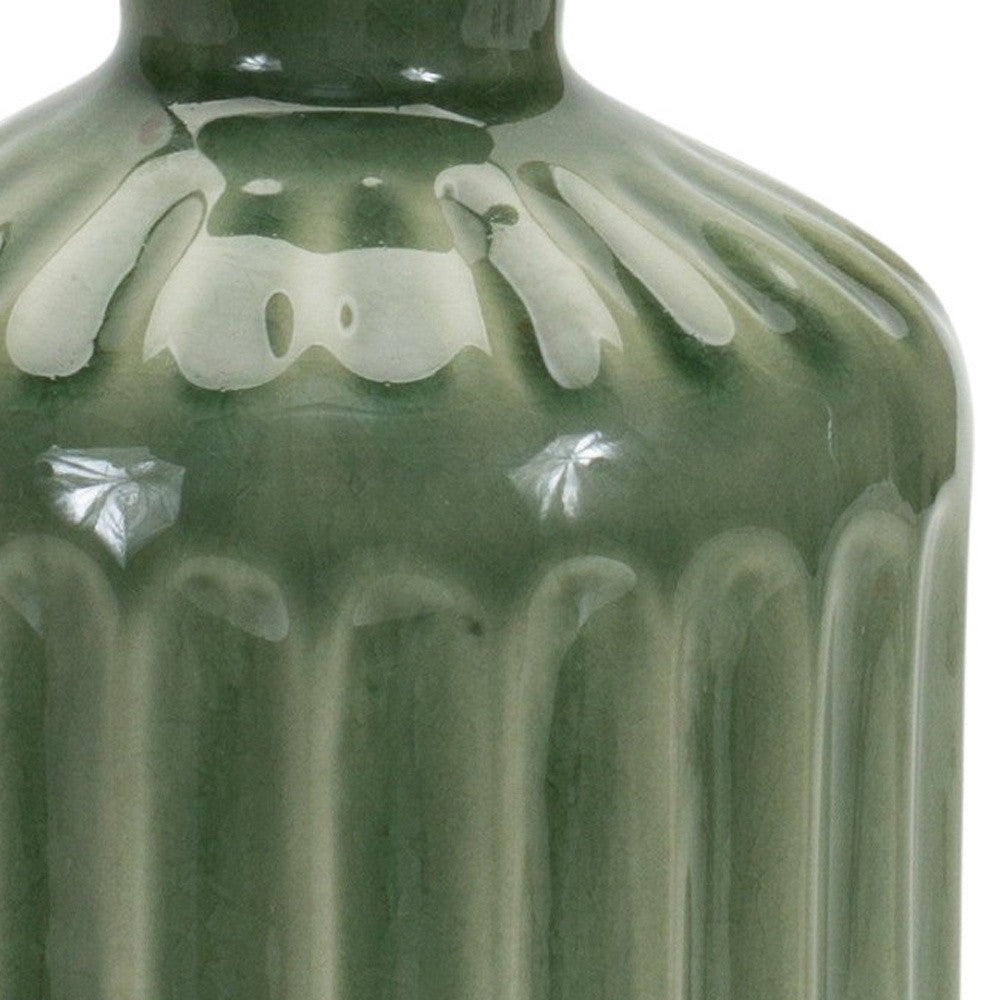 7" Green Terracotta Striped Bud Table Vase-2