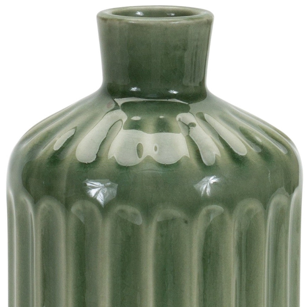 7" Green Terracotta Striped Bud Table Vase-3