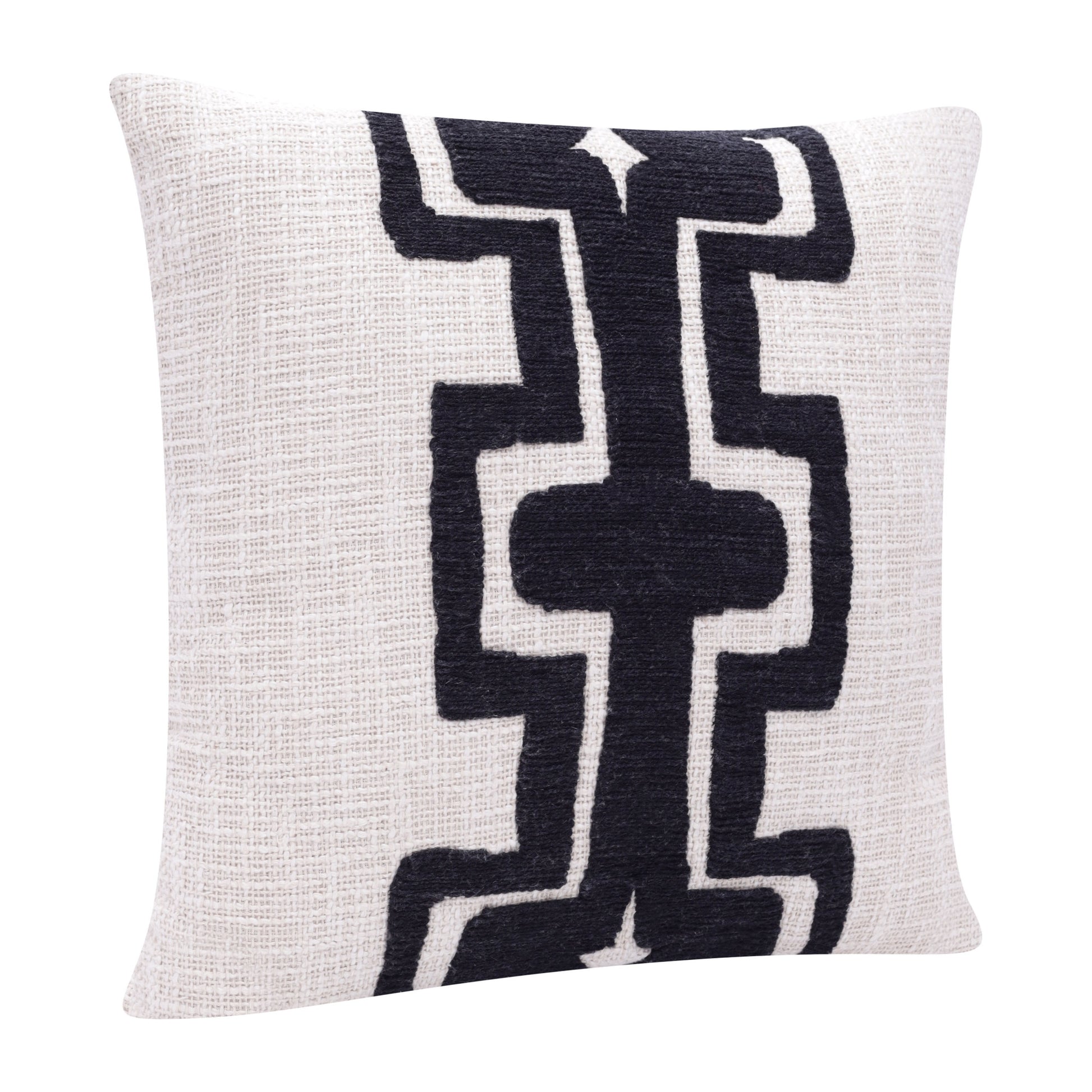 24" Black and Ivory Throw Pillow-1