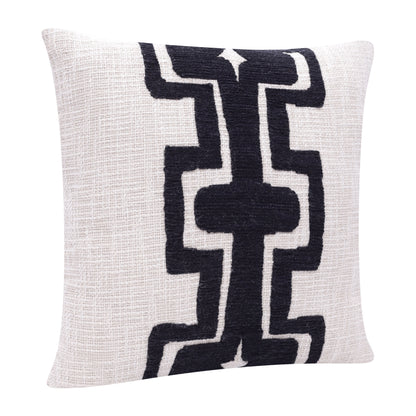 24" Black and Ivory Throw Pillow-1