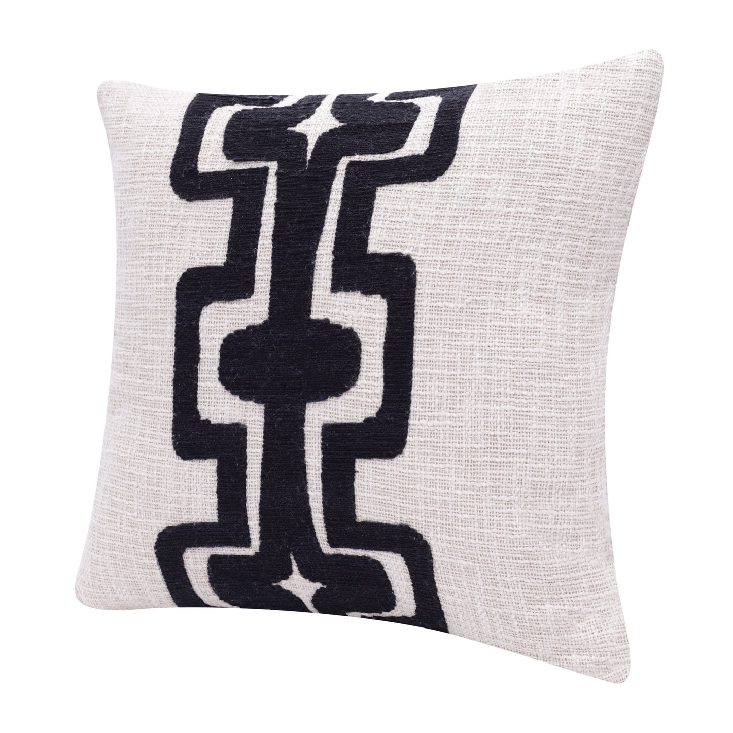 24" Black and Ivory Throw Pillow-5
