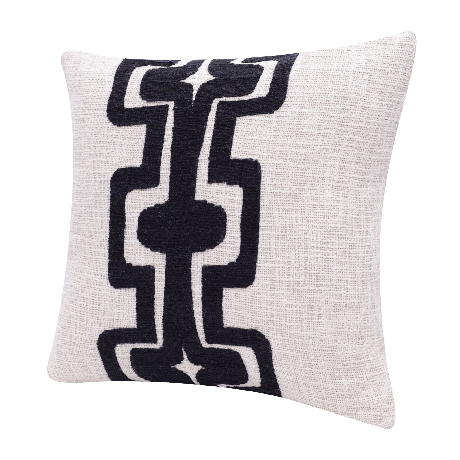 24" Black and Ivory Throw Pillow-5
