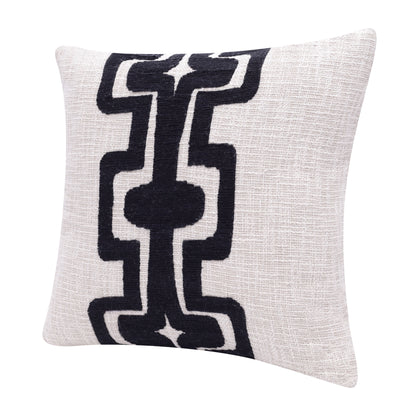 24" Black and Ivory Throw Pillow-5