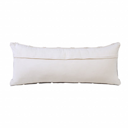 14" X 36" Gray And Off White Cotton Geometric Throw Pillow-5
