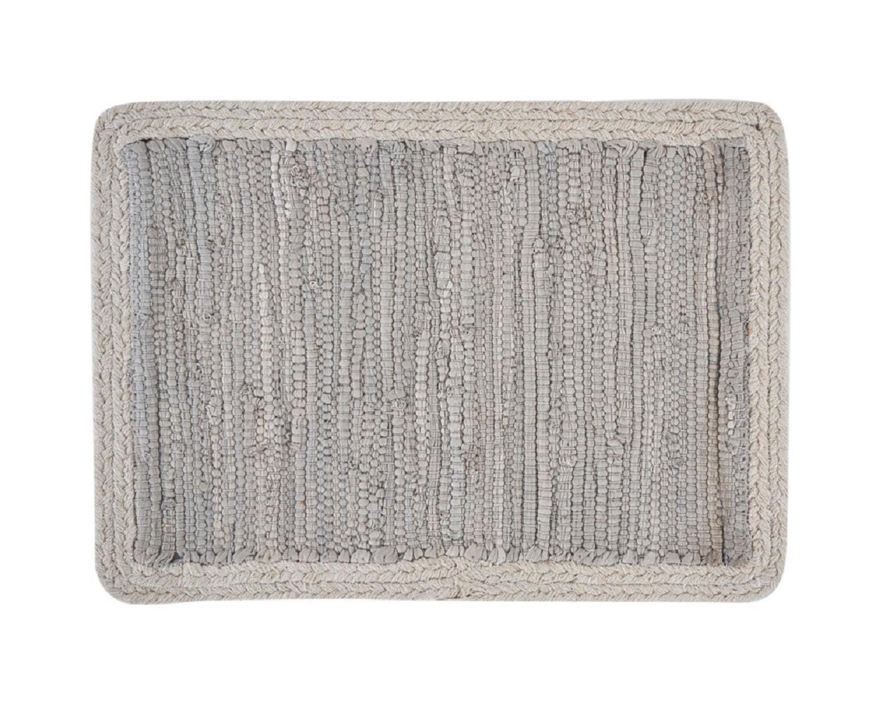 19" Set of Four Gray And Natural Cotton Placemats-2