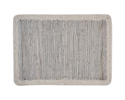 19" Set of Four Gray And Natural Cotton Placemats-2