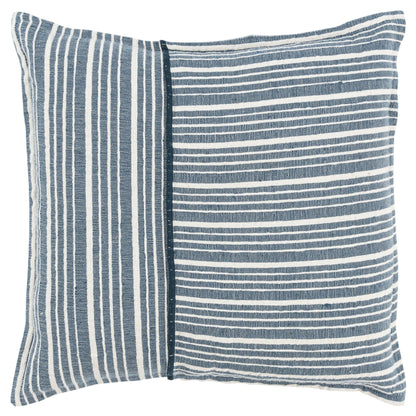 20" Blue and White Cotton Pillow With Embroidery Edges-0